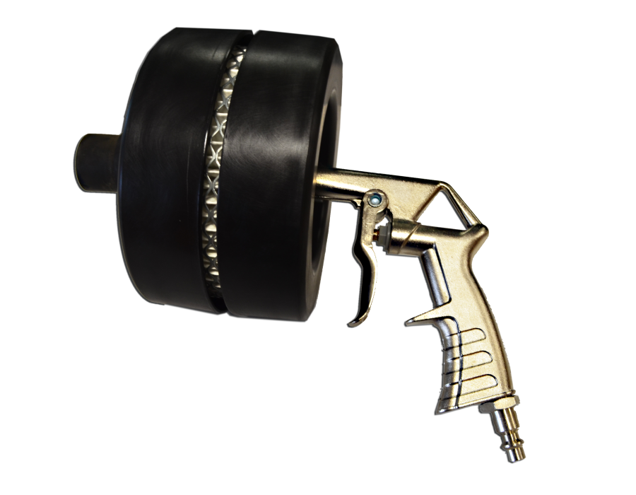 Pistolet de gravage pour vitre avec buse en acier, s'utilise avec une alimentation en air comprimé.