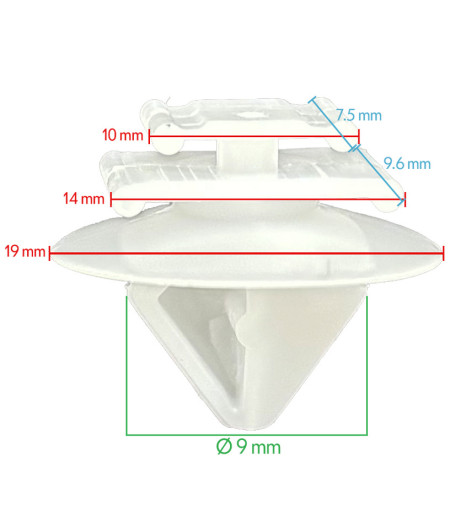 Lot de 10 Agrafes de grille de baie auvent - RENAULT Nuova Clio, Megane III - FIXOUTIL